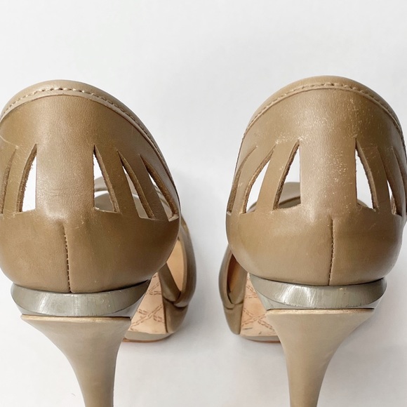 L.A.M.B. Leather Platform Peep-Toe Laser Cutout Heel - Picture 13 of 14